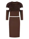 Monnalisa Faux-fur Ribbed-knit Skirt Set In Brown