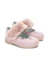 Monnalisa Faux-fur Strap Ballet Flats In Pink