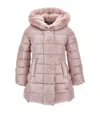 Monnalisa Technical Fabric And Plush Padded Coat In Yellow