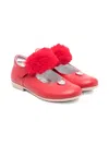 Monnalisa Faux-fur-trimmed Heart-detail Ballerina Shoes In Red