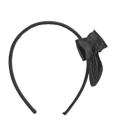 Monnalisa Kids' Faux Leather Bow-detail Headband In Black