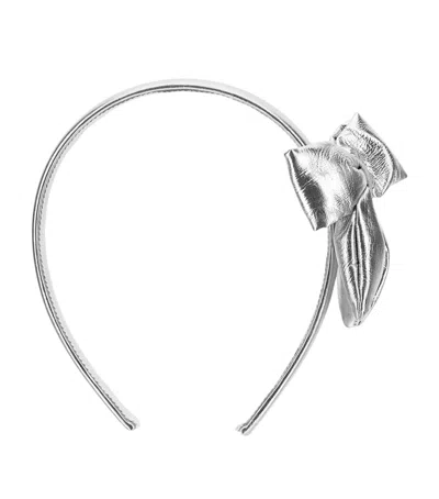 Monnalisa Kids' Faux Leather Bow-detail Headband In Metallic