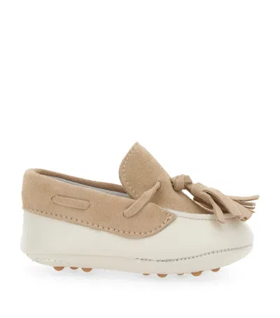 Monnalisa Kids' Faux Leather Moccasins In Beige
