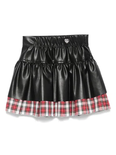 Monnalisa Kids' Faux-leather Skirt In Black