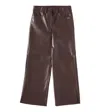 Monnalisa Faux Leather Straight Pants In Brown