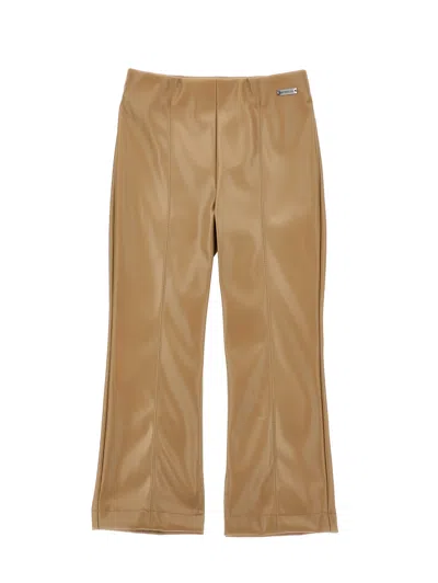 Monnalisa Kids'   Faux Leather Trousers In Brown