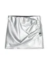 Monnalisa Faux-leather Wrap Miniskirt In Silver