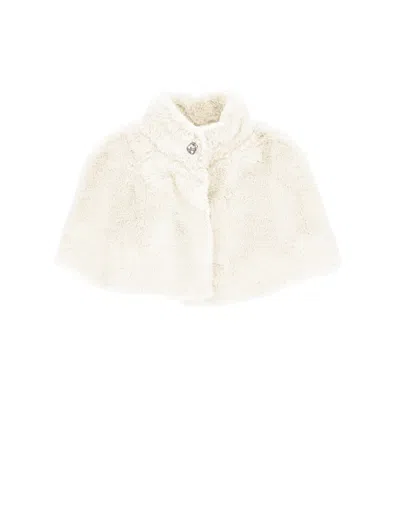 Monnalisa Kids'   Faux Nutria Fur Plush Cape In Cream