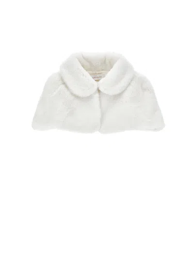 Monnalisa Kids'   Faux Nutria Fur Plush Cape In Cream