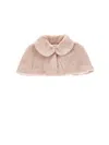 Monnalisa Faux Nutria Fur Plush Cape In Dusty Pink Rose