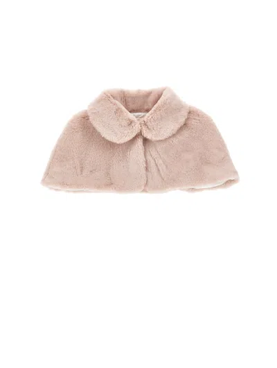 Monnalisa Kids'   Faux Nutria Fur Plush Cape In Dusty Pink Rose