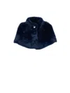 Monnalisa Faux Nutria Fur Plush Cape In Navy Blue