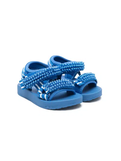 Monnalisa Kids' Faux-pearl Embellished Sandals In Blue