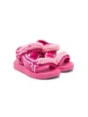 Monnalisa Glittered Denim Sandals In Pink
