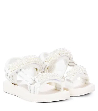 Monnalisa Kids' Faux Pearl-embellished Sandals In White