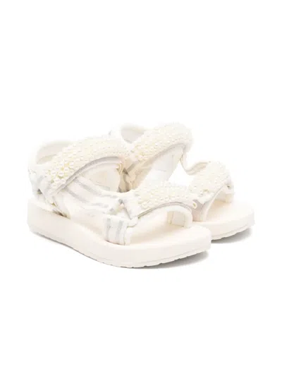 Monnalisa Kids' Faux Pearl-embellished Sandals In White