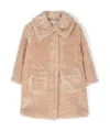 Monnalisa Faux-shearling Coat In Nude