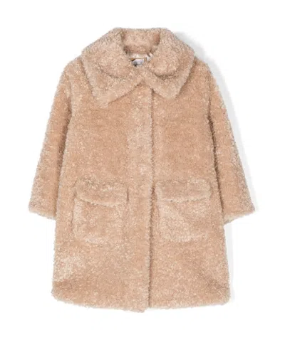 Monnalisa Kids' Faux-shearling Coat In Nude