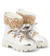 Monnalisa Faux Shearling-lined Leather Ankle Boots In Silber