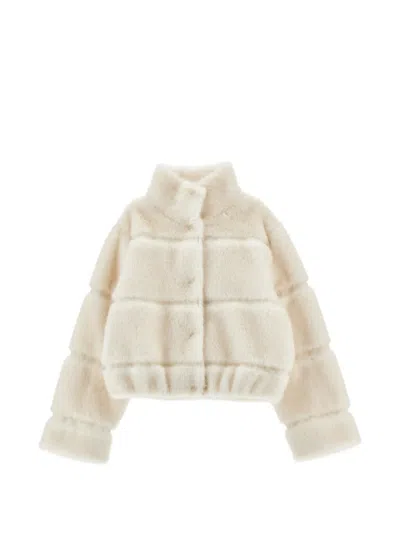 Monnalisa Kids' Faux-fur Panelled Jacket In White