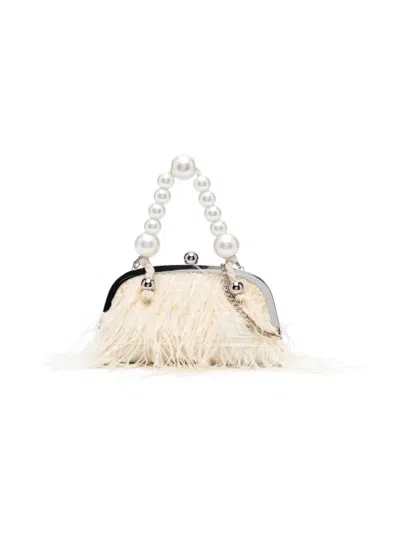 Monnalisa Kids' Feather-detailing Clutch Bag In Neutrals