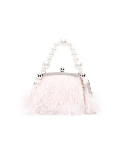 Monnalisa Kids' Feather-detailing Clutch Bag In Pink