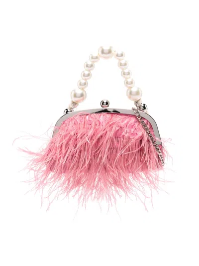 Monnalisa Kids' Feather-detailing Clutch Bag In Pink