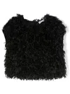 Monnalisa Feather-effect Short-sleeve Top In Black