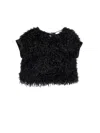 Monnalisa Feather-effect Top In Black