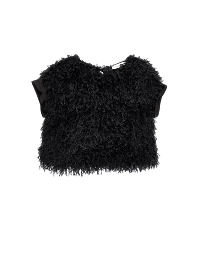 Monnalisa Kids'   Feather-effect Top In Black