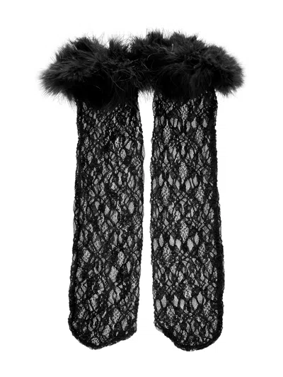 Monnalisa Kids'   Feather Micromesh Socks In Black