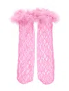 Monnalisa Feather Micromesh Socks In Blush Pink