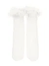 Monnalisa Feather Micromesh Socks In Cream