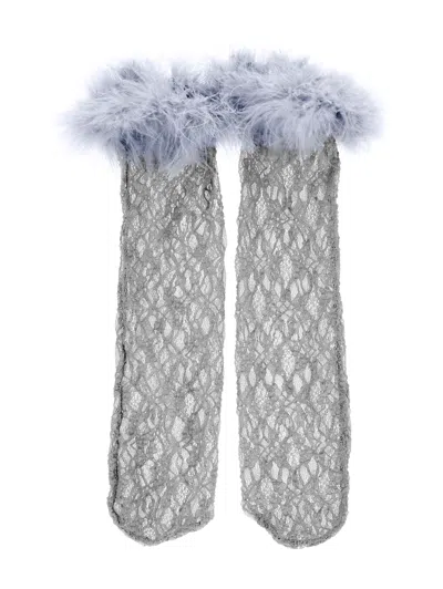 Monnalisa Kids'   Feather Micromesh Socks In Grey