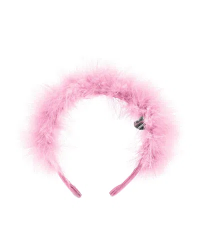 Monnalisa Kids' Feather-trim Headband In Pink