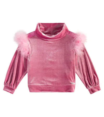 Monnalisa Kids' Pullover Mit Federn In Pink