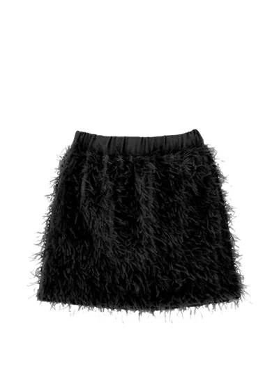 Monnalisa Kids' Feather-effect Elasticated Skirt In Black