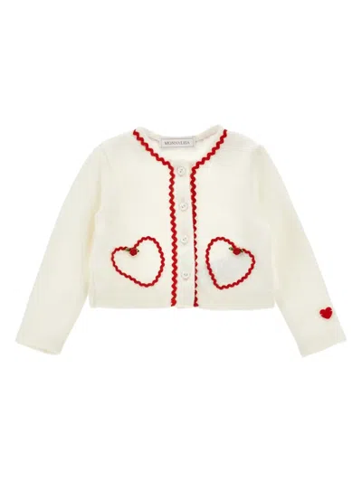 Monnalisa Babies' Fine-knit Cardigan In White