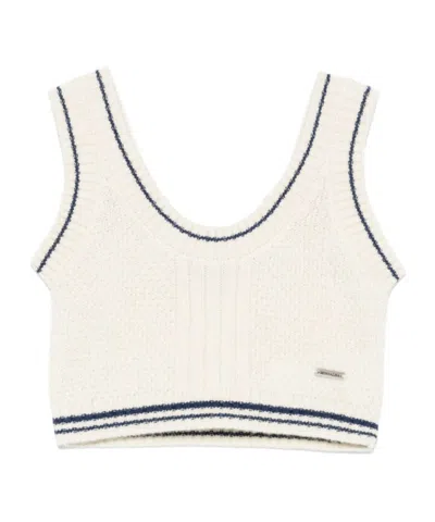 Monnalisa Kids' Fine-knit Vest In White