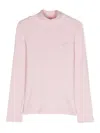 Monnalisa Fine-ribbed Turtleneck Top In 粉色