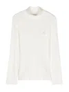 Monnalisa Fine-ribbed Turtleneck Top In 白色