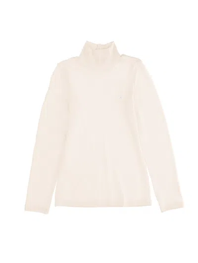 Monnalisa Kids'   Fine Ribbed Viscose Turtleneck In Ecru