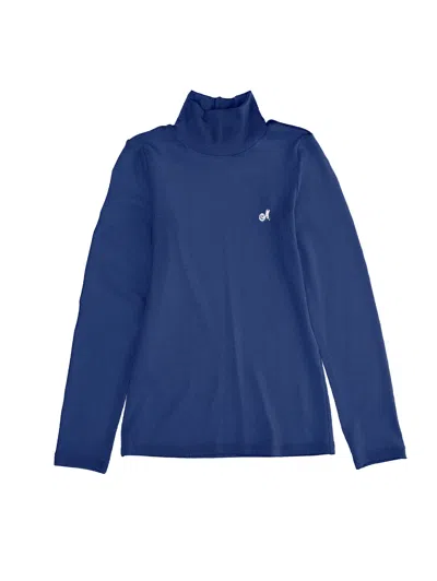 Monnalisa Kids'   Fine Ribbed Viscose Turtleneck In Navy Blue