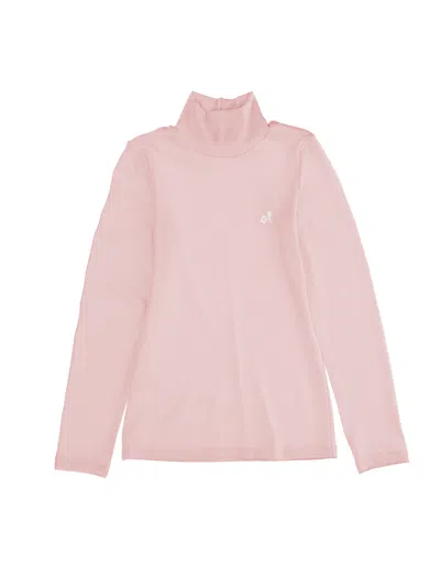 Monnalisa Kids'   Fine Ribbed Viscose Turtleneck In Onion Couture