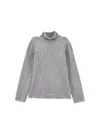 Monnalisa Fine Ribbed Viscose Turtleneck In Pearl Grey
