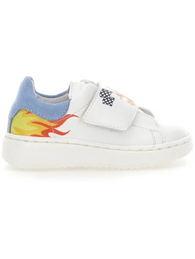 Monnalisa Kids'   Flame Print Sneakers In Cream