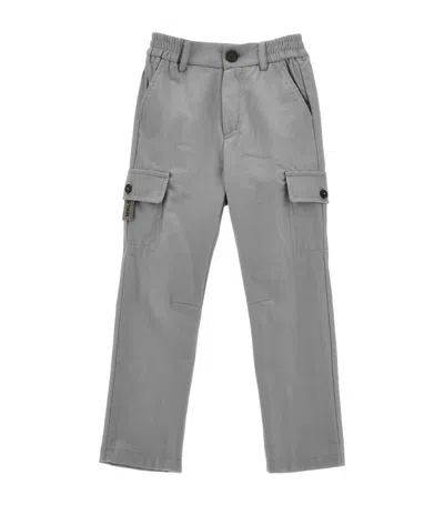 Monnalisa Flannel Cargo Trousers (2-12 Years) In Pearl Grey