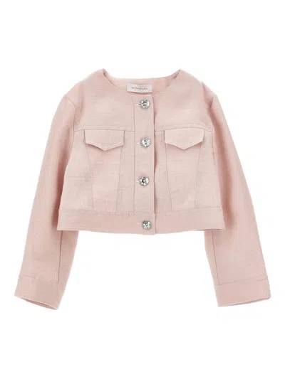 Monnalisa Kids' Flap-pocket Buttoned Jacket In Pink
