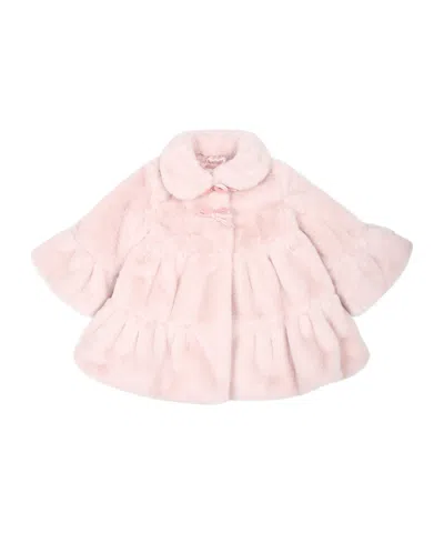 Monnalisa Flared Faux-fur Coat In Pink