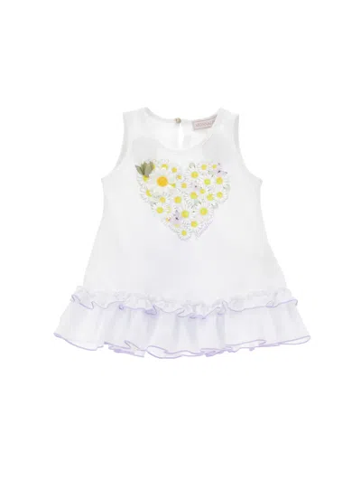 Monnalisa Kids'   Flared Jersey Maxi T-shirt In White